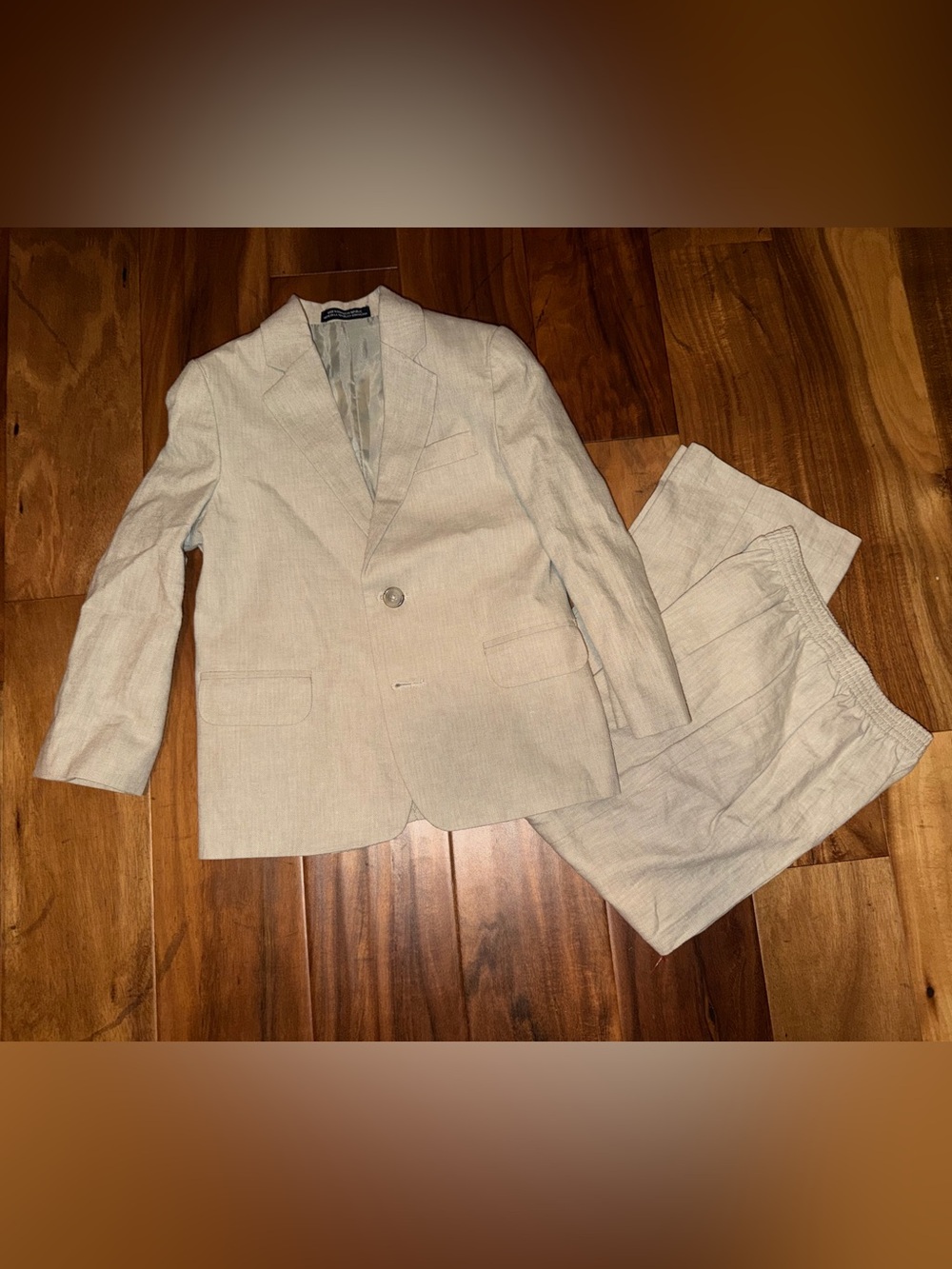 Boys Nautica tan suit -EUC
size 5